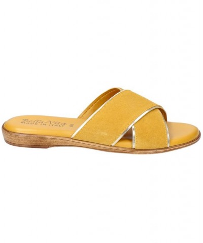 Women's Tab-Italy Slide Sandals Yellow $42.00 Shoes