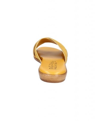 Women's Tab-Italy Slide Sandals Yellow $42.00 Shoes