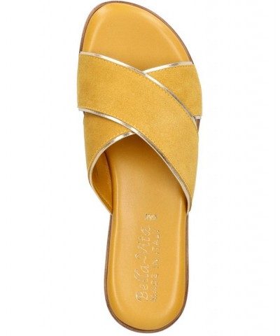 Women's Tab-Italy Slide Sandals Yellow $42.00 Shoes