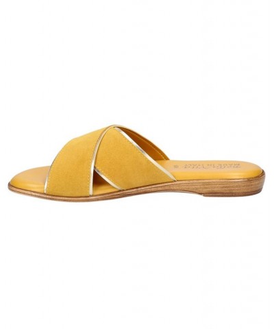 Women's Tab-Italy Slide Sandals Yellow $42.00 Shoes