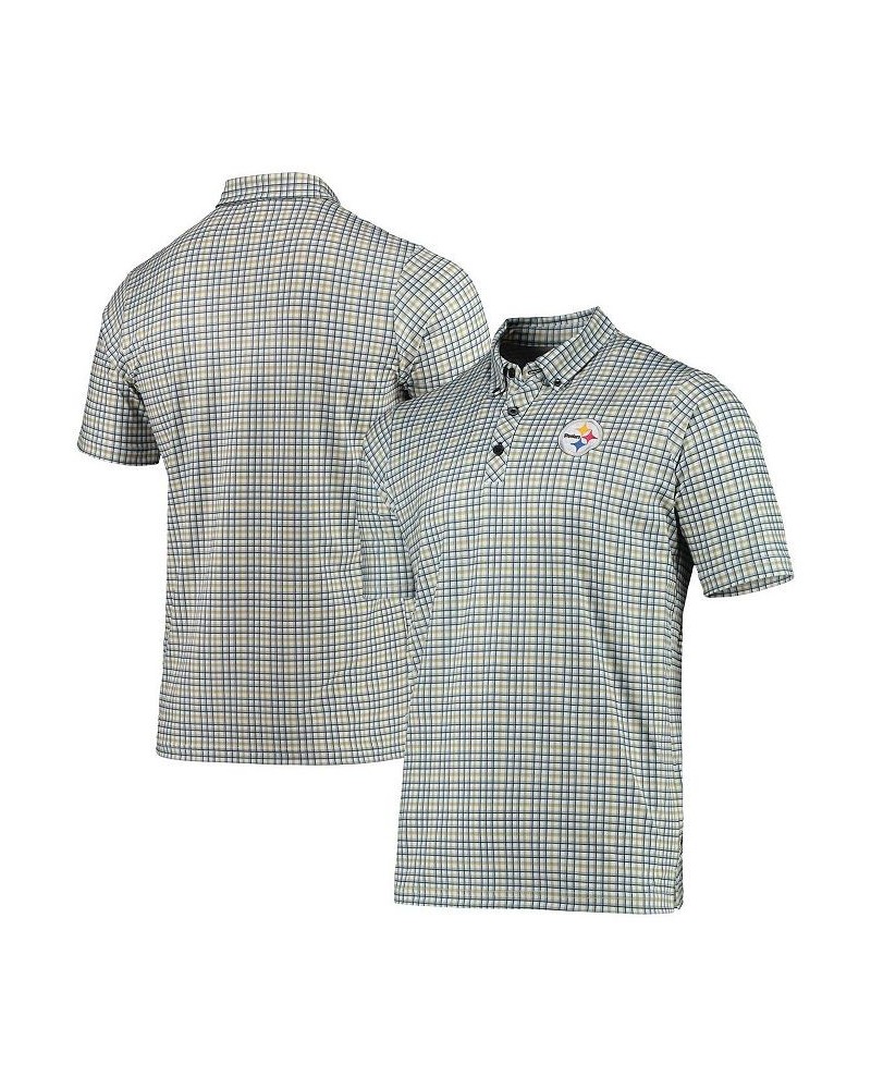 Men's Gray, Black Pittsburgh Steelers Deliver Button-Down Polo Shirt $24.80 Polo Shirts