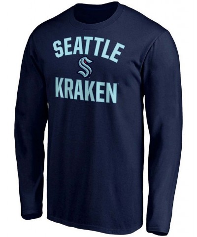 Men's Deep Sea Blue Seattle Kraken Big and Tall Victory Arch Long Sleeve T-shirt $15.17 T-Shirts