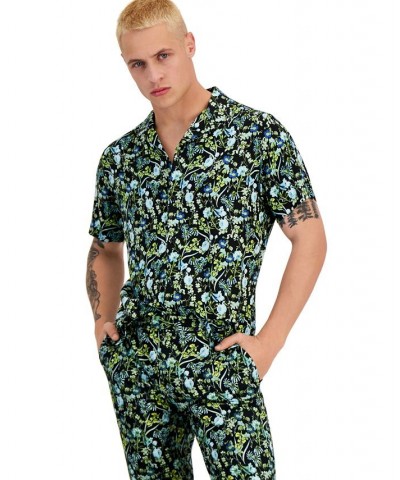 Regular-Fit Floral-Print Button-Down Camp Shirt Black $33.80 Shirts