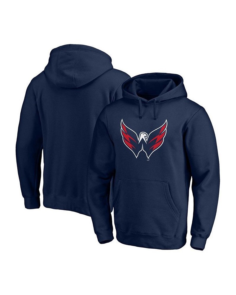 Men's Navy Washington Capitals Primary Logo Pullover Hoodie $34.21 Sweatshirt