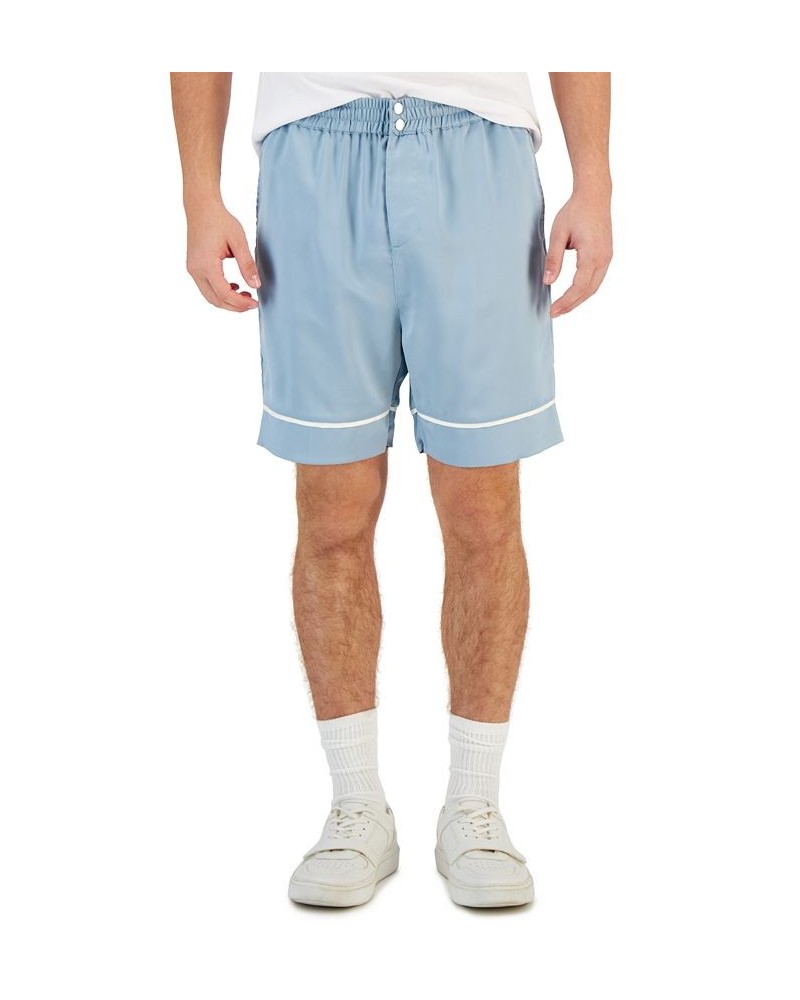 Men's Rupert Snap-Closure Satin 7" Shorts Blue $40.42 Shorts