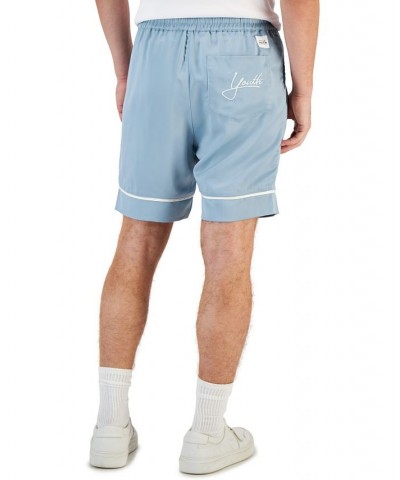 Men's Rupert Snap-Closure Satin 7" Shorts Blue $40.42 Shorts