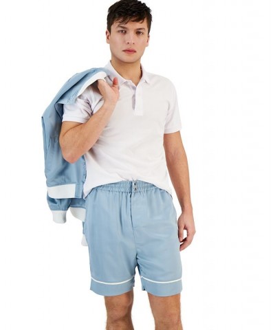 Men's Rupert Snap-Closure Satin 7" Shorts Blue $40.42 Shorts