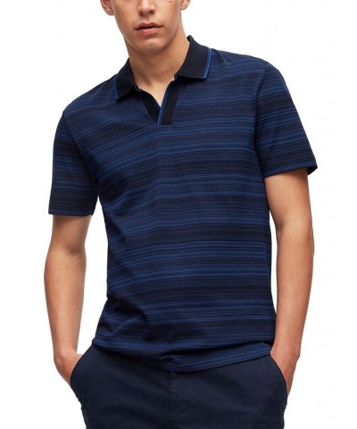 BOSS Men's Mercerized Cotton Multi-Toned Jacquard Polo Shirt Blue $66.36 Polo Shirts