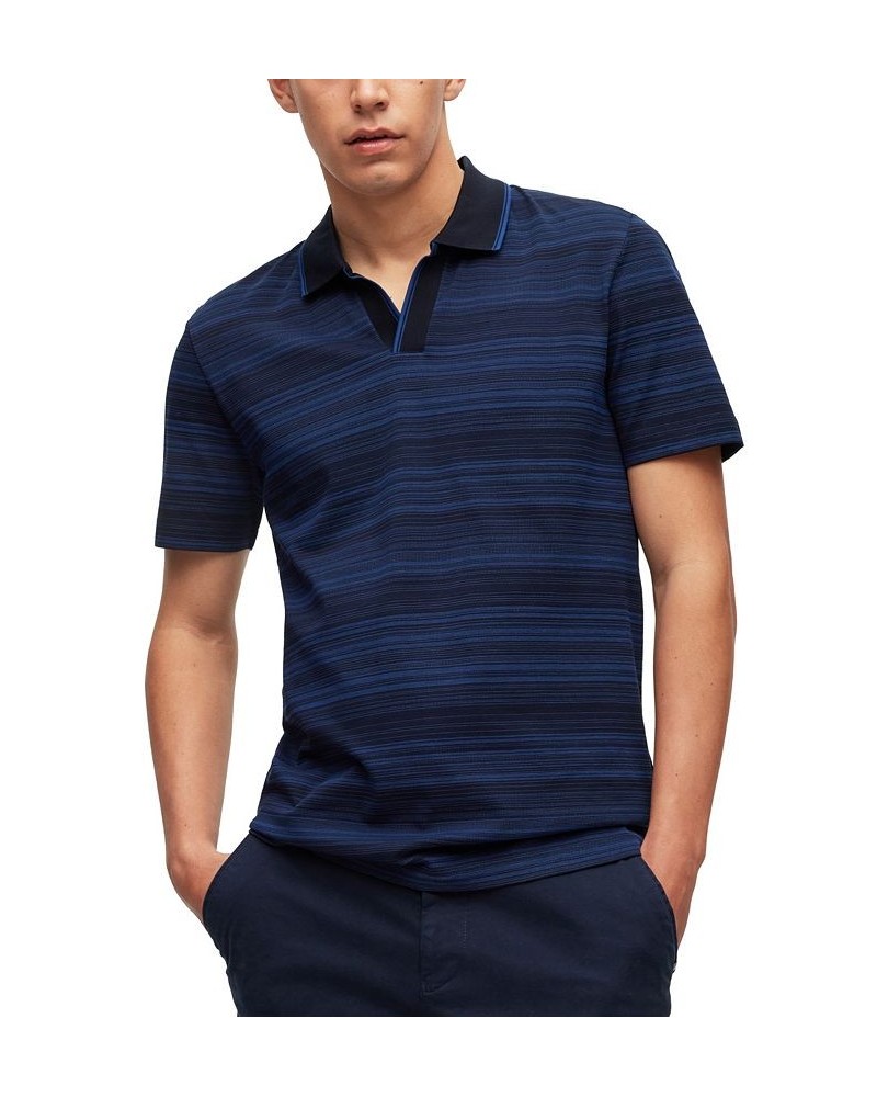 BOSS Men's Mercerized Cotton Multi-Toned Jacquard Polo Shirt Blue $66.36 Polo Shirts