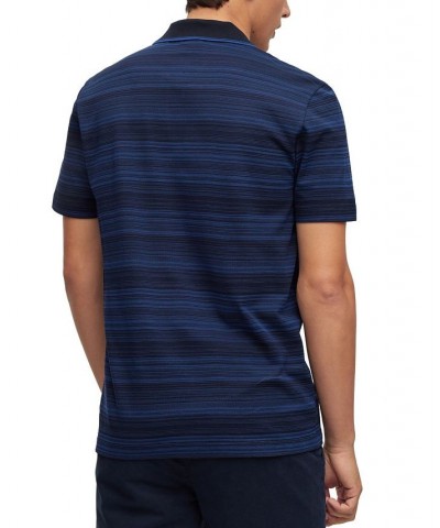 BOSS Men's Mercerized Cotton Multi-Toned Jacquard Polo Shirt Blue $66.36 Polo Shirts