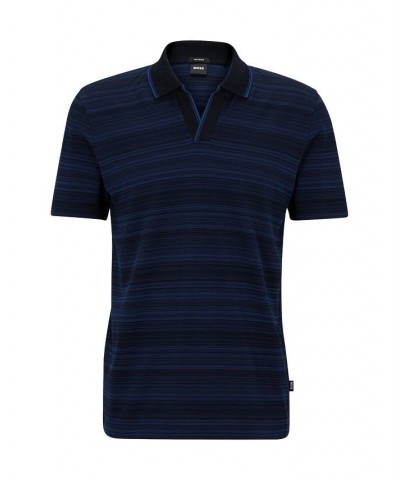 BOSS Men's Mercerized Cotton Multi-Toned Jacquard Polo Shirt Blue $66.36 Polo Shirts