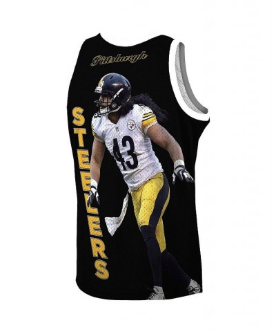 Men's Troy Polamalu Black Pittsburgh Steelers Retired Player Tank Top $37.40 T-Shirts