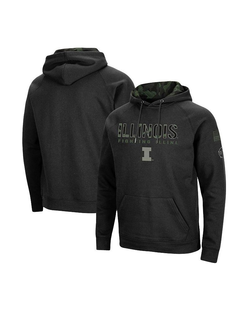 Men's Black Illinois Fighting Illini OHT Military-Inspired Appreciation Camo Pullover Hoodie $40.49 Sweatshirt