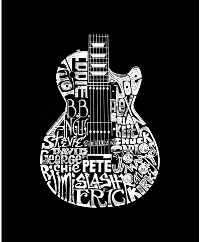 Men's Rock Guitar Head Word Art Long Sleeve T-shirt Black $16.80 T-Shirts