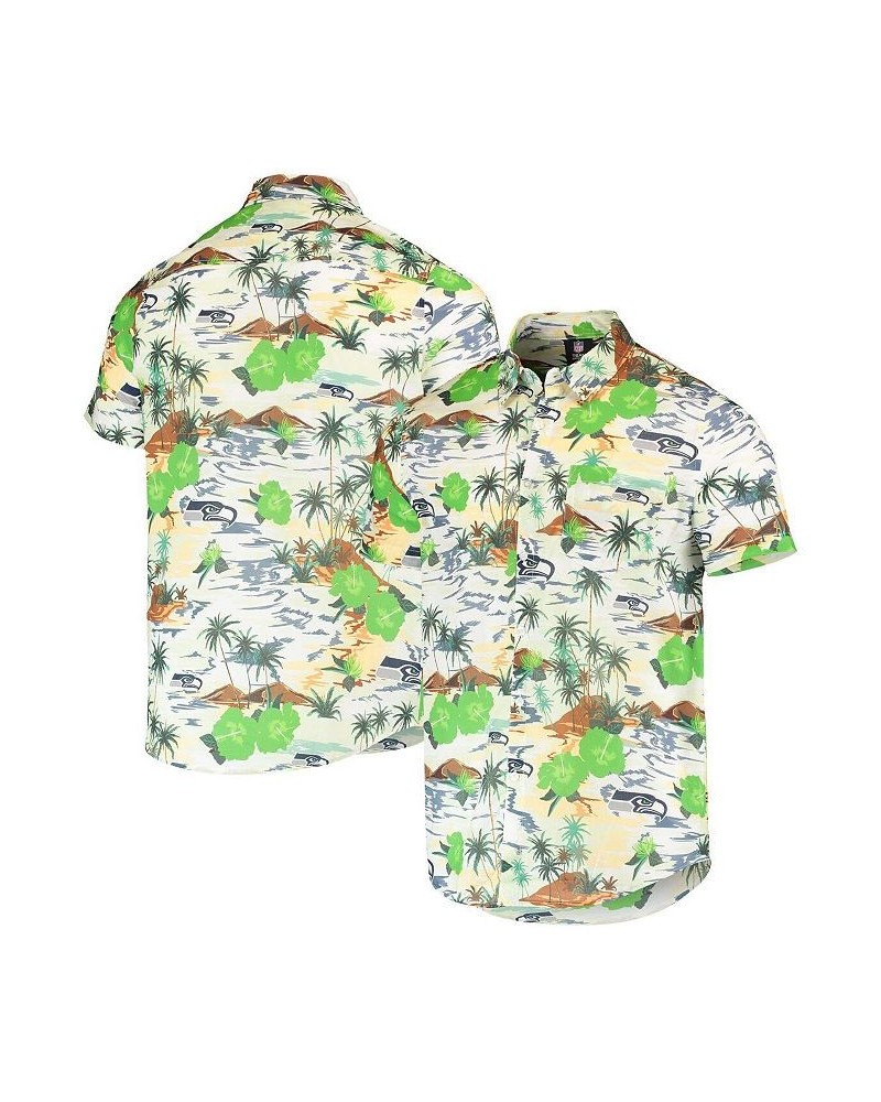 Men's Cream Seattle Seahawks Paradise Floral Button-Up Shirt $31.39 Shirts