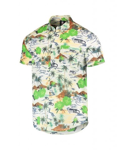 Men's Cream Seattle Seahawks Paradise Floral Button-Up Shirt $31.39 Shirts