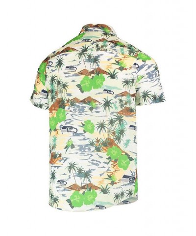 Men's Cream Seattle Seahawks Paradise Floral Button-Up Shirt $31.39 Shirts