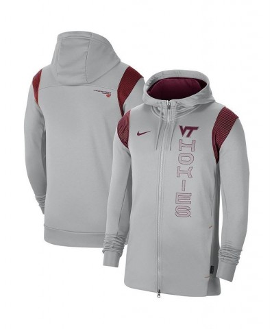 Men's Gray Virginia Tech Hokies 2021 Sideline Performance Full-Zip Hoodie $36.96 Sweatshirt