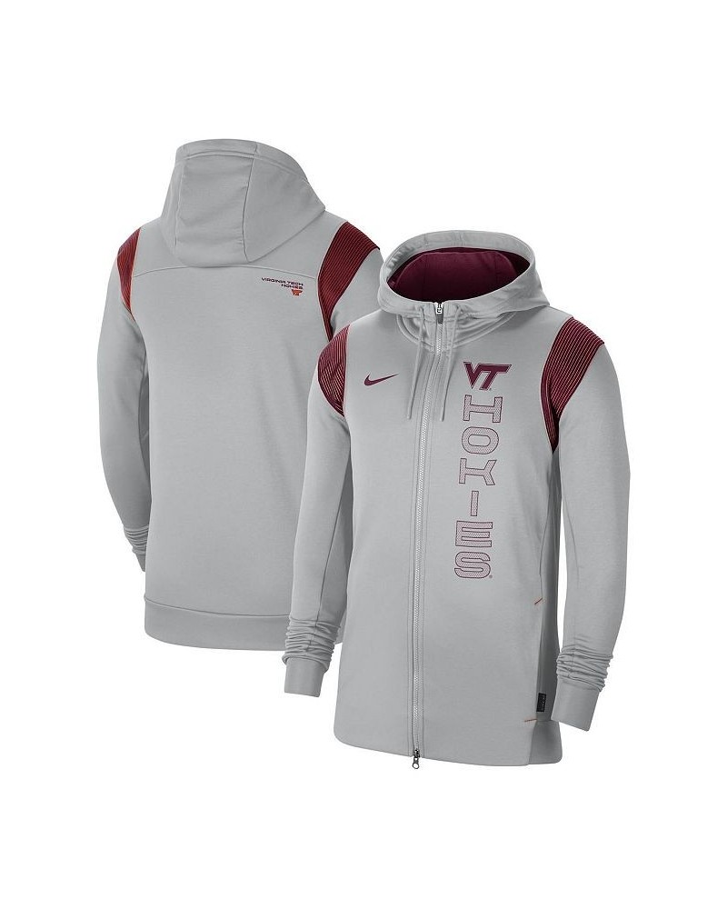 Men's Gray Virginia Tech Hokies 2021 Sideline Performance Full-Zip Hoodie $36.96 Sweatshirt