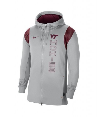 Men's Gray Virginia Tech Hokies 2021 Sideline Performance Full-Zip Hoodie $36.96 Sweatshirt