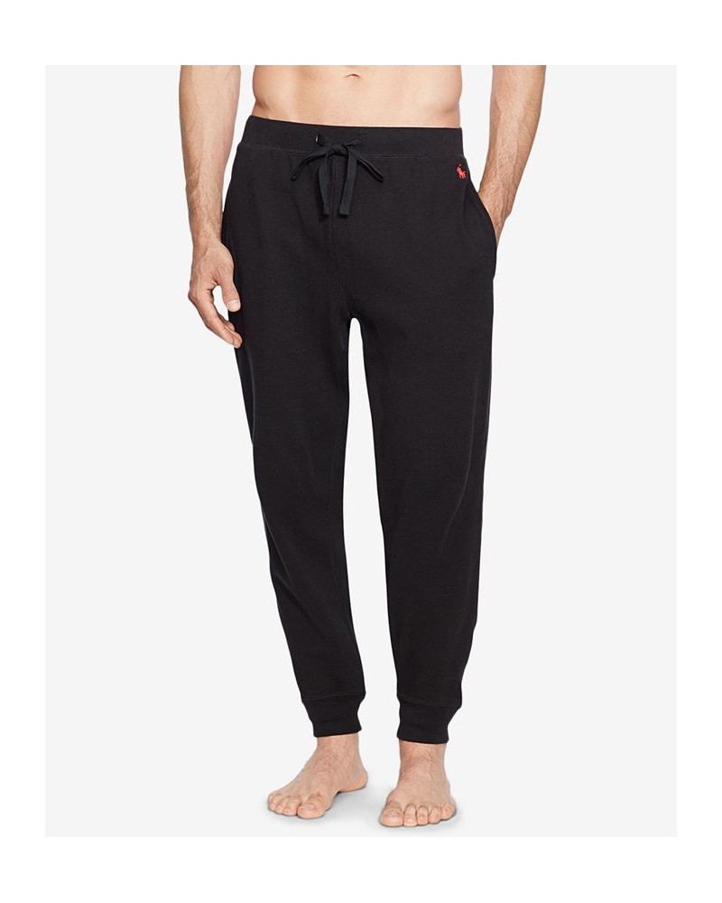 Men's Waffle-Knit Sleep Jogger Pants Black $21.44 Pajama