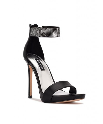 Women's Utell Ankle Strap Heeled Sandals Black $37.06 Shoes