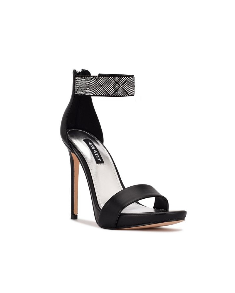 Women's Utell Ankle Strap Heeled Sandals Black $37.06 Shoes