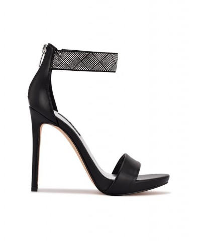 Women's Utell Ankle Strap Heeled Sandals Black $37.06 Shoes