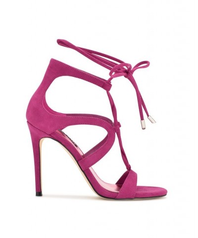 Women's Mindi Ankle Wrap Heeled Dress Sandals Pink $41.42 Shoes