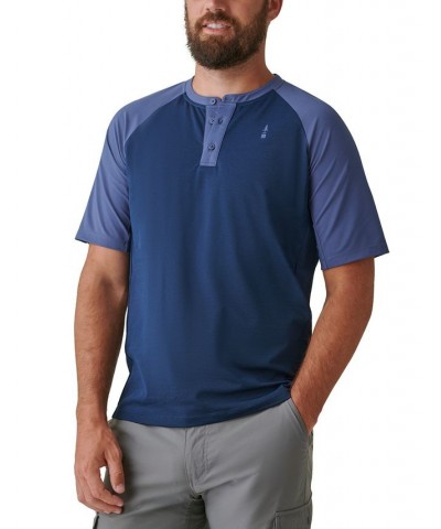 Men's Scout Colorblocked Logo-Print Performance Henley Blue $13.16 Shirts