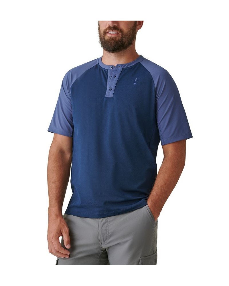 Men's Scout Colorblocked Logo-Print Performance Henley Blue $13.16 Shirts