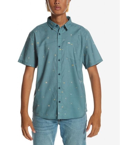 Men's Spaced Out Short Sleeves Shirt Blue $27.55 Shirts