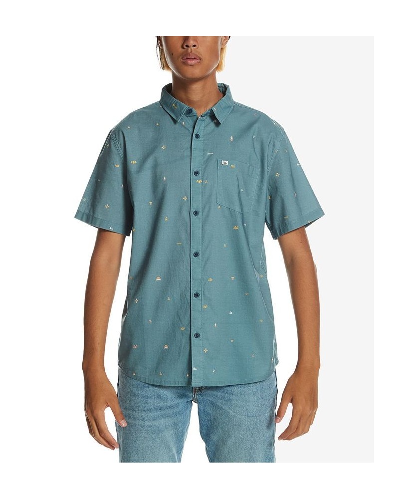 Men's Spaced Out Short Sleeves Shirt Blue $27.55 Shirts