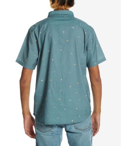 Men's Spaced Out Short Sleeves Shirt Blue $27.55 Shirts