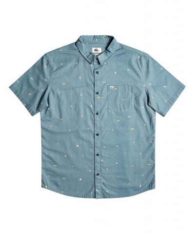 Men's Spaced Out Short Sleeves Shirt Blue $27.55 Shirts