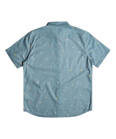 Men's Spaced Out Short Sleeves Shirt Blue $27.55 Shirts