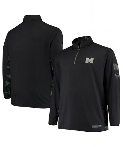 Men's Black Michigan Wolverines OHT Military-Inspired Appreciation Big and Tall Quarter-Zip Jacket $39.74 Jackets