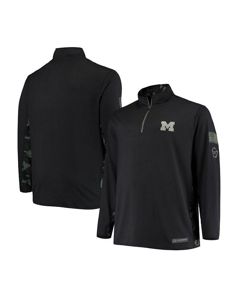 Men's Black Michigan Wolverines OHT Military-Inspired Appreciation Big and Tall Quarter-Zip Jacket $39.74 Jackets