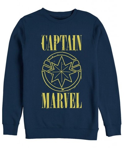 Marvel Men's Captain Marvel Text Logo, Crewneck Fleece Blue $28.04 Sweatshirt