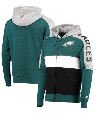 Men's Midnight Green, Black Philadelphia Eagles Playoffs Color Block Full-Zip Hoodie $32.90 Sweatshirt