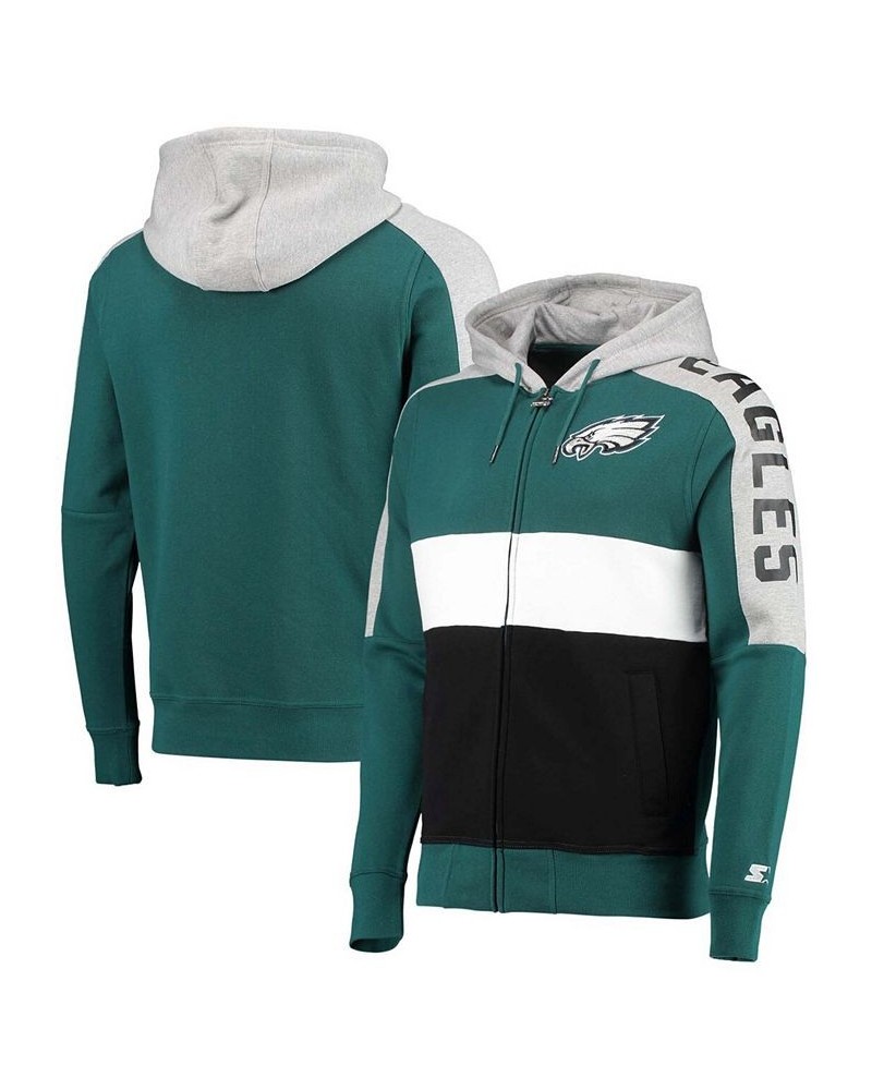 Men's Midnight Green, Black Philadelphia Eagles Playoffs Color Block Full-Zip Hoodie $32.90 Sweatshirt