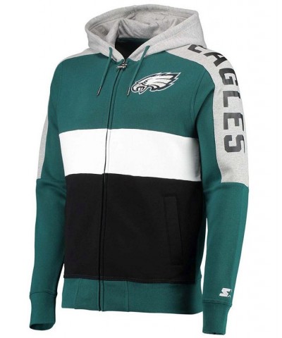 Men's Midnight Green, Black Philadelphia Eagles Playoffs Color Block Full-Zip Hoodie $32.90 Sweatshirt