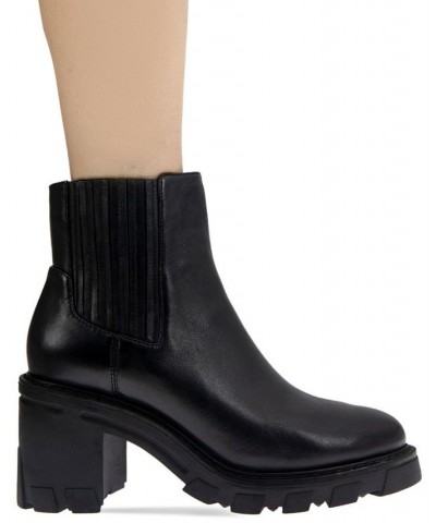 Women's Tulina Lug Sole Chelsea Bootie Black $59.07 Shoes