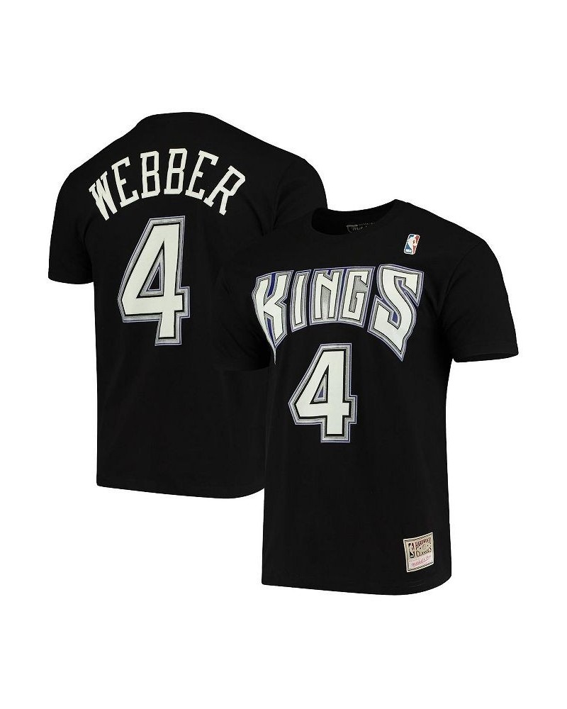 Men's Chris Webber Black Sacramento Kings Hardwood Classics Name and Number Team T-shirt $25.79 T-Shirts