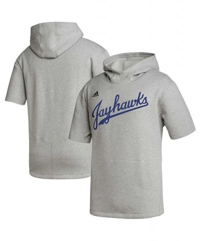 Men's Heather Gray Kansas Jayhawks Modern Classics Baseball Icon Tri-Blend Short Sleeve Pullover Hoodie $36.80 Sweatshirt