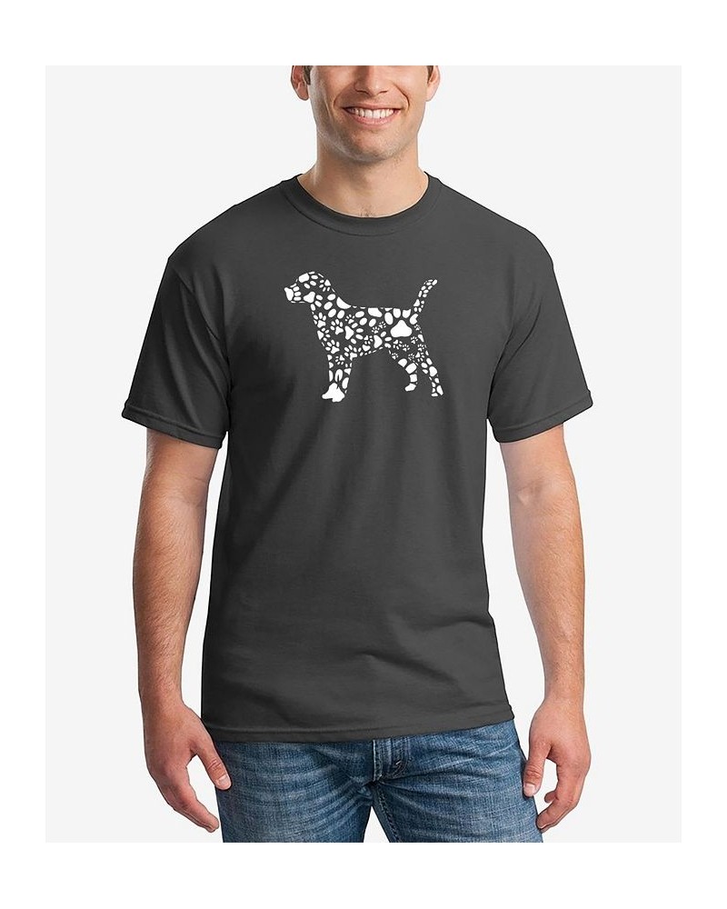 Men's Dog Paw Prints Word Art Short Sleeve T-shirt Gray $17.15 T-Shirts