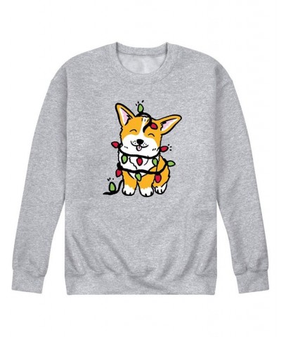 Men's Corgi Lights Fleece T-shirt Gray $30.24 T-Shirts