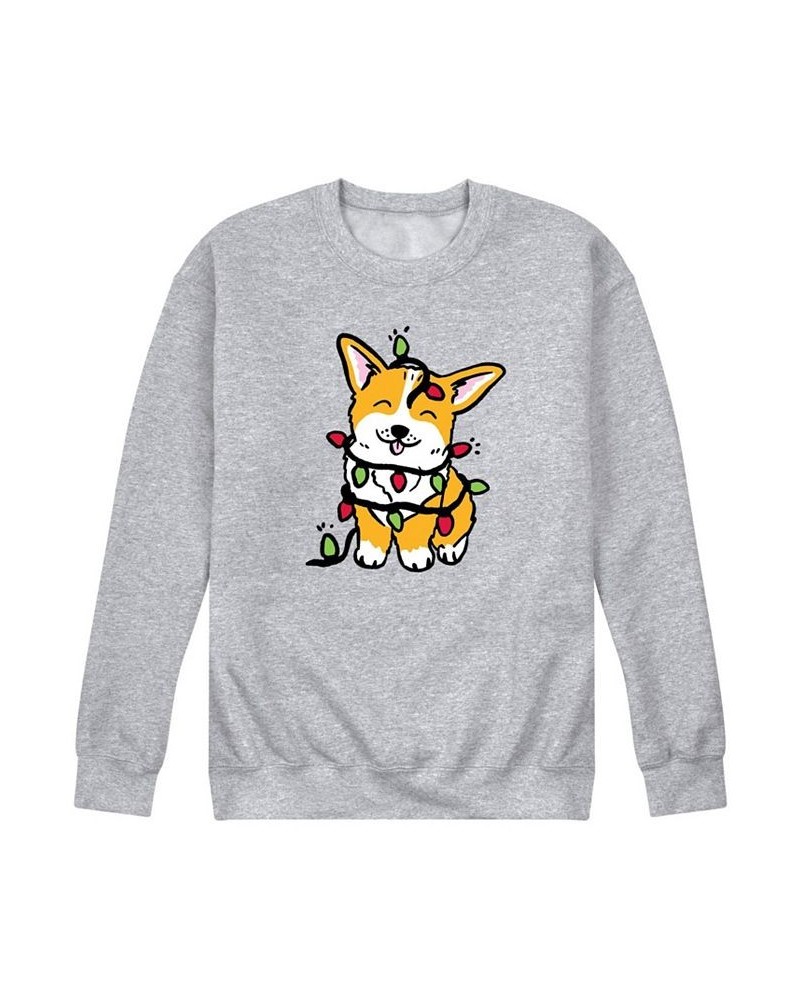 Men's Corgi Lights Fleece T-shirt Gray $30.24 T-Shirts