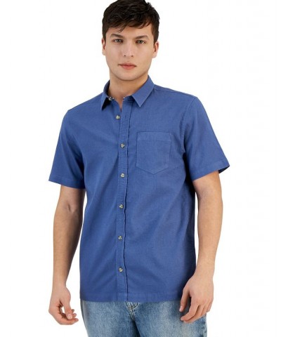 Men's Blake Linen Chambray Short Sleeve Button-Front Shirt PD04 $17.99 Shirts