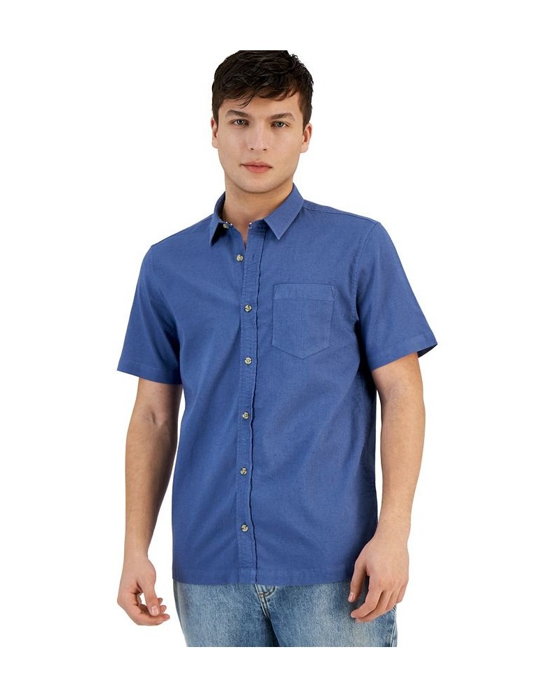 Men's Blake Linen Chambray Short Sleeve Button-Front Shirt PD04 $17.99 Shirts